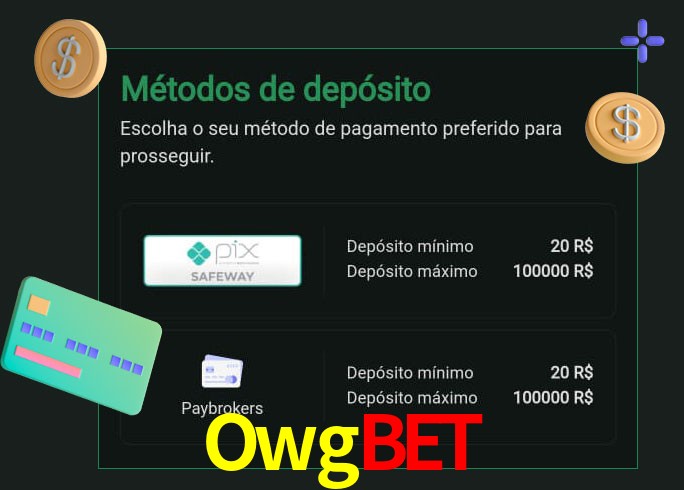 O cassino Owgbet oferece uma grande variedade de métodos de pagamento